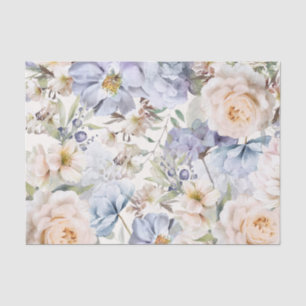 Dusty Blue Cream Floral Tissue Paper