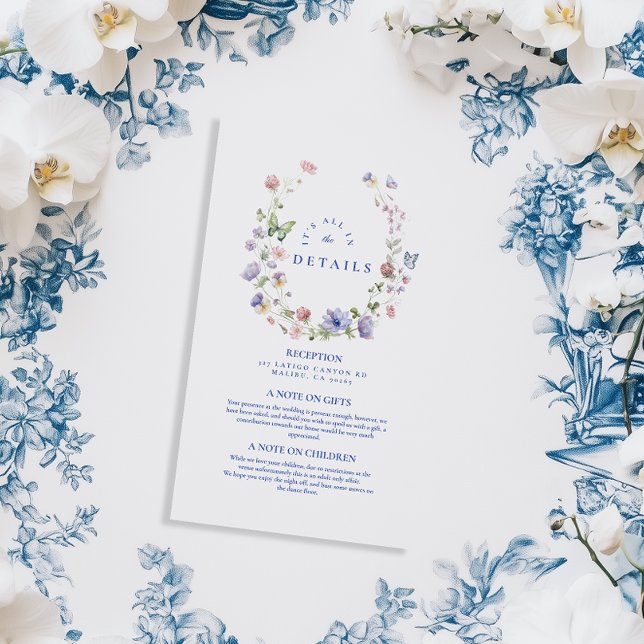 Dusty Blue Crest Floral Wedding Enclosure Card (Creator Uploaded)
