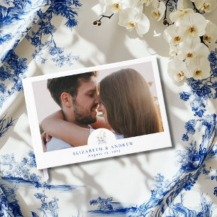 Dusty Blue Crest Floral Wedding Guest Book