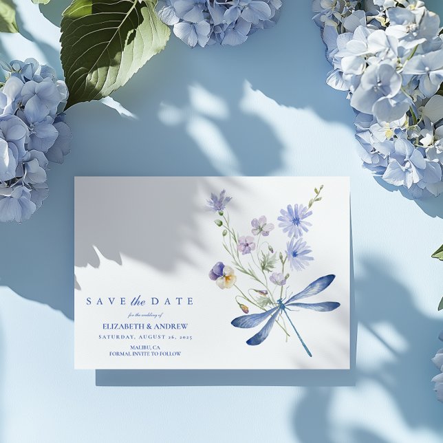 Dusty Blue Crest Floral Wedding Save The Date (Creator Uploaded)