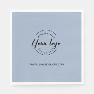 Dusty blue custom business company logo website  napkin