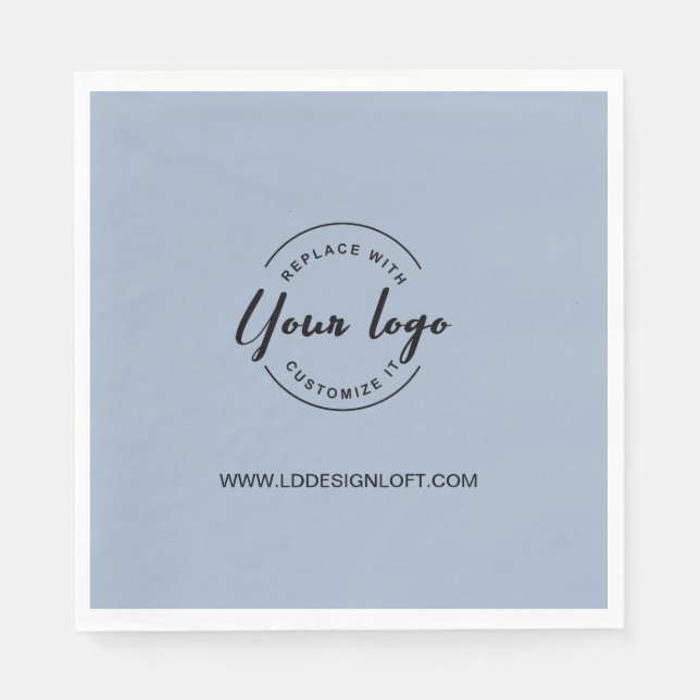 Dusty blue custom business company logo website  napkin (Front)