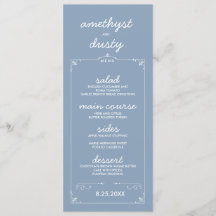 Dusty Blue Custom Colour Wedding Menu Cards