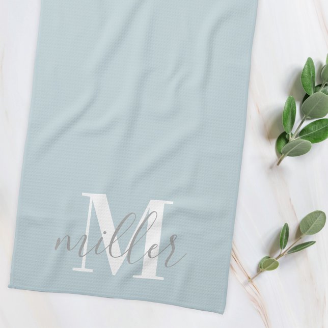 Dusty Blue Custom Family Name Monogram Tea Towel (Creator Uploaded)