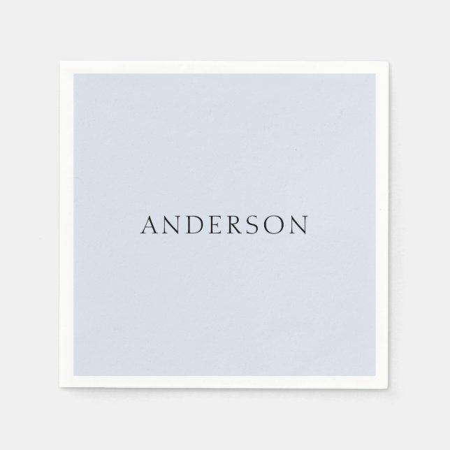 Dusty Blue Custom Last Name II Napkin (Front)