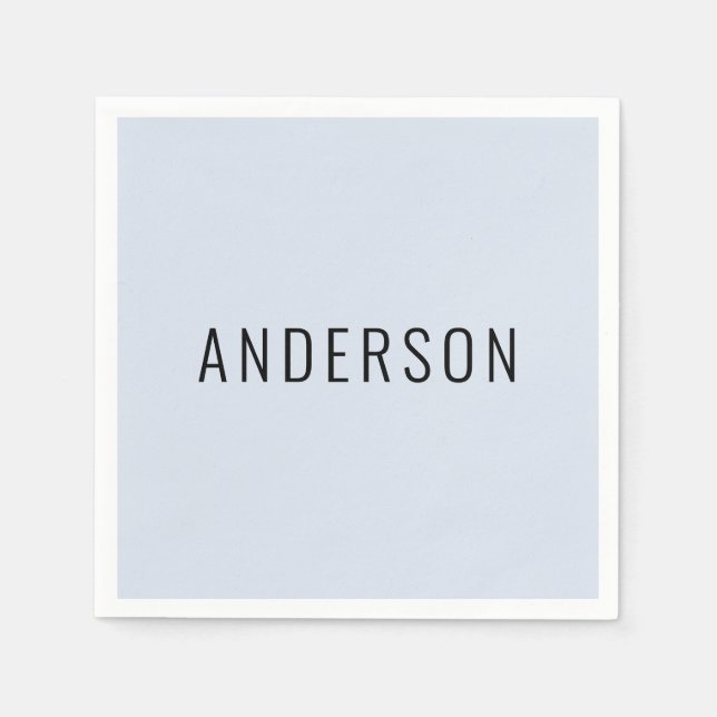 Dusty Blue Custom Last Name Paper Napkin (Front)