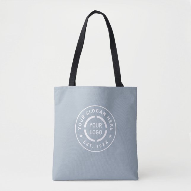 Dusty blue custom Logo branded promotional  Tote B (Front)
