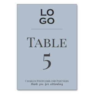 Dusty Blue Custom Logo Business Corporate Event  Table Number