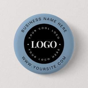 Dusty Blue Custom Logo Text Business Corporate 6 Cm Round Badge