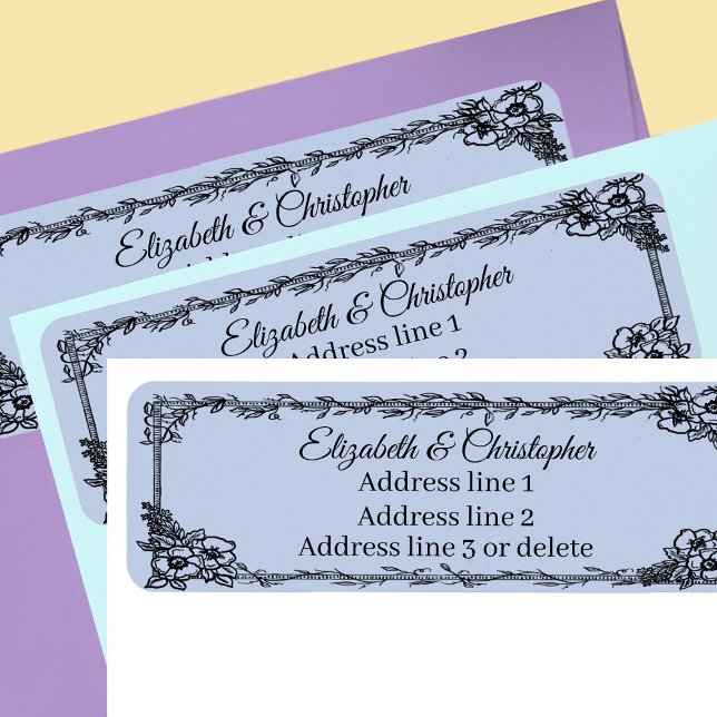 Dusty Blue Custom Name Floral Return Address (Creator Uploaded)