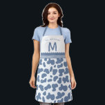 Dusty Blue Custom Name & Monogram Cow Pattern Apron<br><div class="desc">Dusty Blue Custom Name & Monogram Cute Cow Pattern Apron, just add your custom family name or text and initial letter. A Colour editable design, all elements can be changed to any colour you desire by clicking Personalise this template and choosing customise further at the bottom of the text areas....</div>
