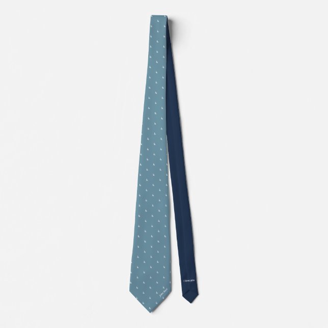 Dusty blue Custom Name Monogram Quote  Tie (Front)