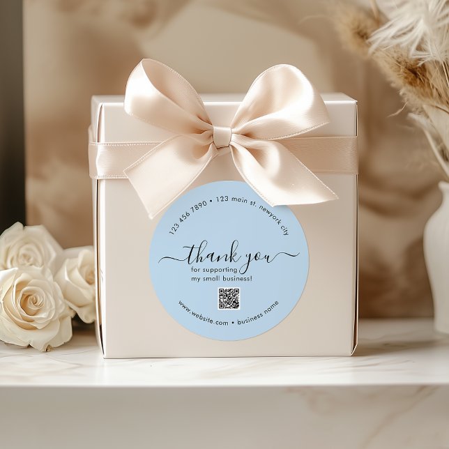 Dusty Blue Custom Thank You Stickers With QR Code (Dusty Blue Custom Thank You Stickers With QR Code)