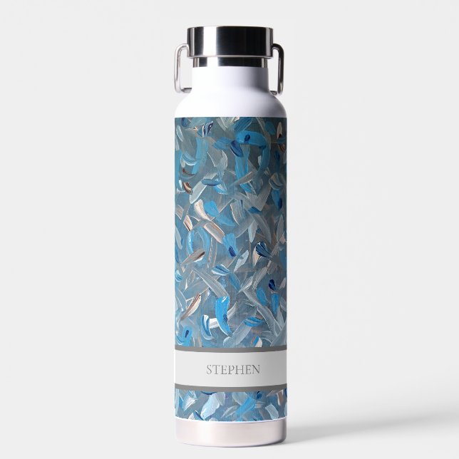 Dusty Blue Custom Water Bottle (Front)