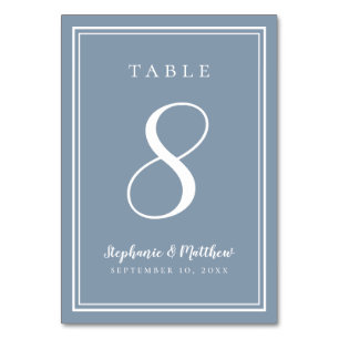Dusty Blue Customised Wedding Table Number