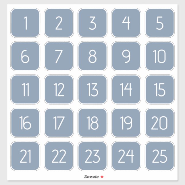 Dusty Blue Customizable Square Number Stickers  (Sheet)
