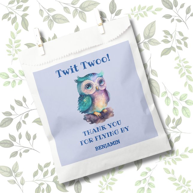 Dusty Blue Cute Owl Birthday Thank You Favour Bags (Creator Uploaded)