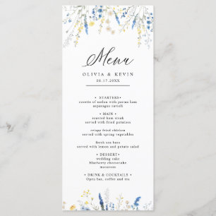 Dusty Blue Dainty Wild Floral Rustic Boho Wedding  Menu