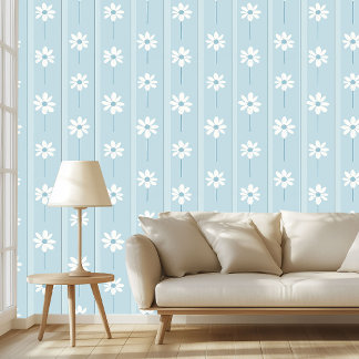 Dusty Blue Daisy Seamless Elegant Floral Design  Wallpaper
