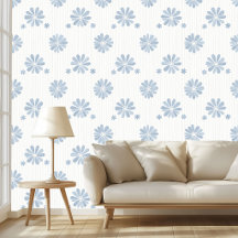 Dusty Blue Daisy Vintage Floral Soft Pattern Art 