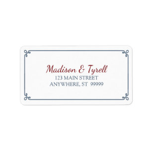 Dusty Blue & Dark Red Address Label
