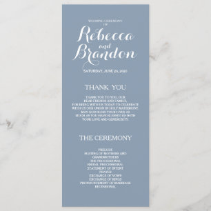 Dusty Blue Designer Script Custom Wedding Program Programme
