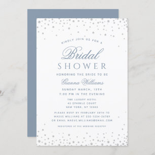 Dusty Blue Diamonds Modern Luxury Bridal Shower Invitation