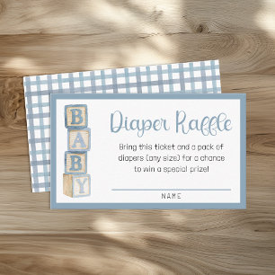 Dusty Blue Diaper Raffle Card   Baby Shower Insert