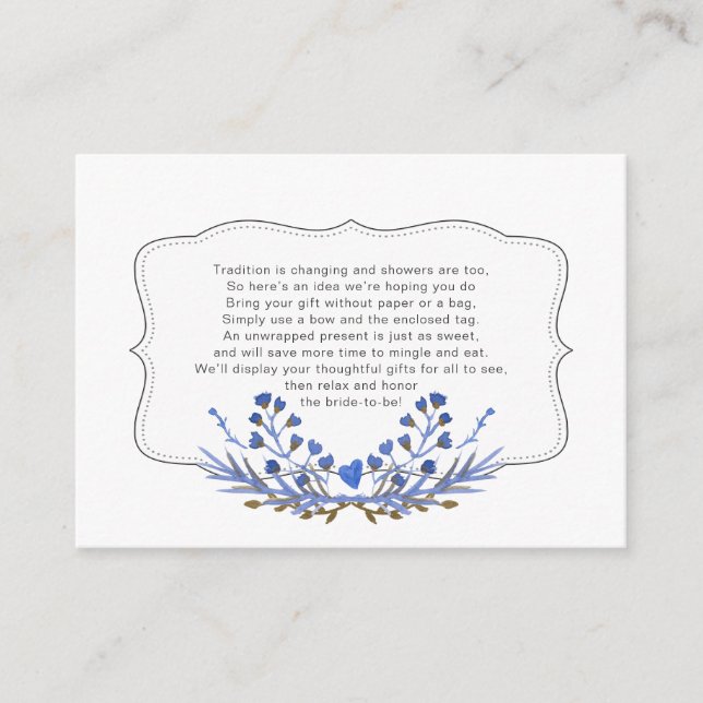 Dusty Blue Display bridal shower insert card (Front)