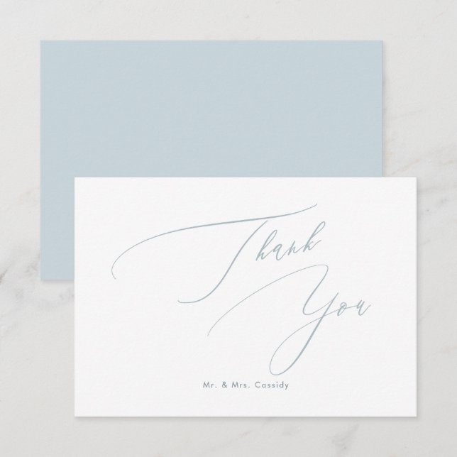 Dusty Blue DIY colours Luxe Script Thank You Card (Front/Back)