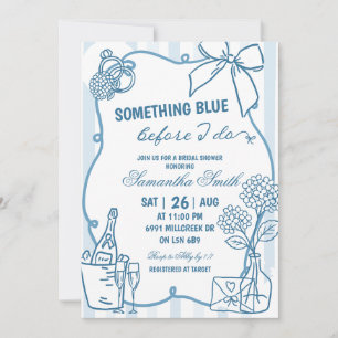 Dusty Blue Doodle Handwritten Bridal Shower Invitation