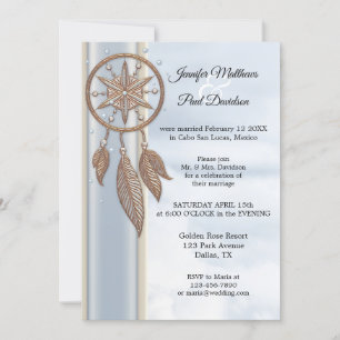 Dusty Blue Dreamcatcher Wedding Reception Only Invitation
