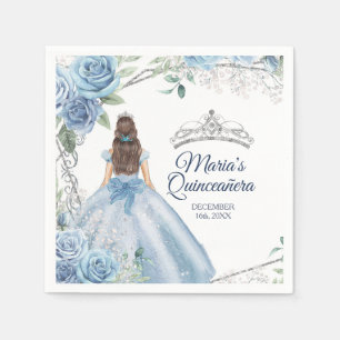 Dusty Blue Dresses Quinceañera Crown Birthday Napkin