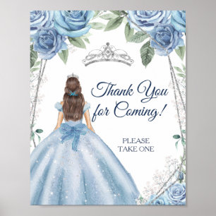 Dusty Blue Dresses Quinceañera Thank You Poster