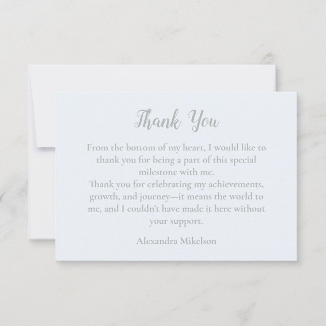 Dusty Blue Elegant 50 & Fabulous Birthday Thank You Card (Front)