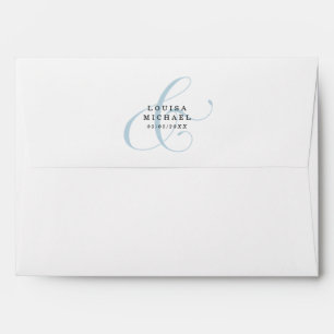 Dusty Blue Elegant Ampersand Wedding Envelope