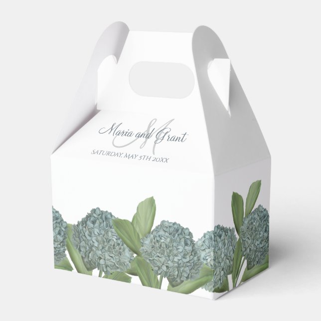 Dusty Blue Elegant Blue Floral Custom Wedding Favour Box (Front Side)