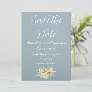 Dusty Blue Elegant Boho Simple Fancy Wedding  Save The Date