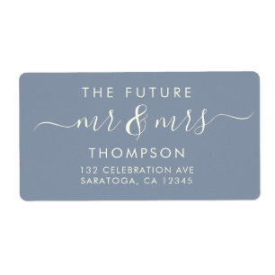 Dusty Blue Elegant Chic Future MR and MRS Address