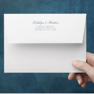 Dusty Blue Elegant Classic Calligraphy Wedding Envelope