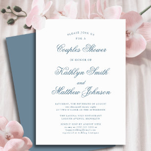 Dusty Blue Elegant Classic Script Couples Shower Invitation