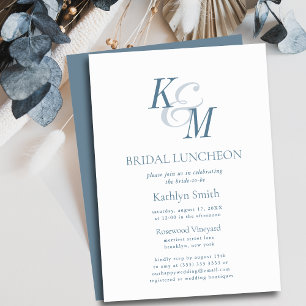 Dusty Blue Elegant Classic Simple Bridal Luncheon Invitation