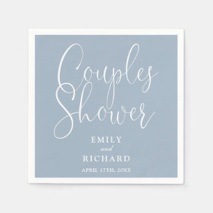 Dusty Blue Elegant Couples Bridal Wedding Shower Napkin