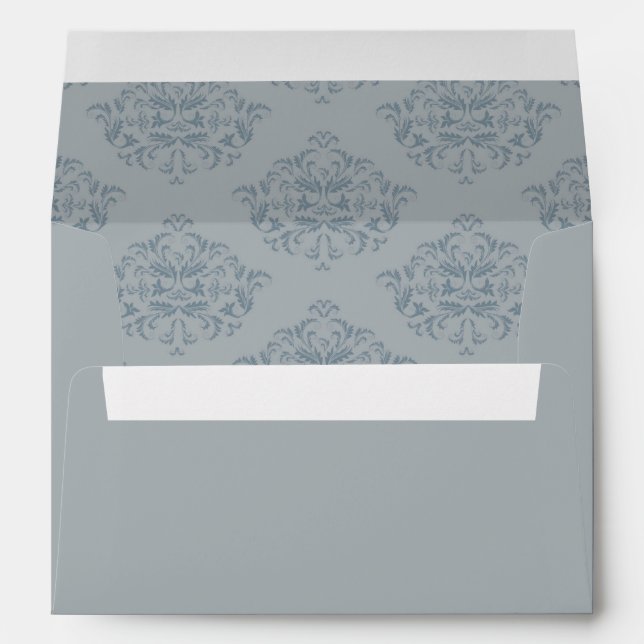 Dusty Blue Elegant Damask envelope (Back (Bottom))