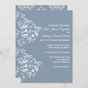Dusty Blue Elegant Damask Invitation