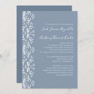 Dusty Blue Elegant Damask Invitation