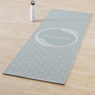 Dusty Blue Elegant Damask Personalised Yoga Mat