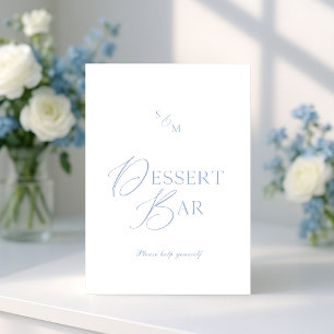 Dusty Blue Elegant Dessert Bar Sign Invitation