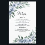Dusty Blue Elegant Floral Boho Wedding Menu Cards<br><div class="desc">Design features elegant watercolor greenery with boho dusty blue rose floral elements. Design also features a modern typography font layout.</div>