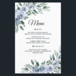 Dusty Blue Elegant Floral Boho Wedding Menu Cards<br><div class="desc">Design features elegant watercolor greenery with boho dusty blue rose floral elements. Design also features a modern typography font layout.</div>